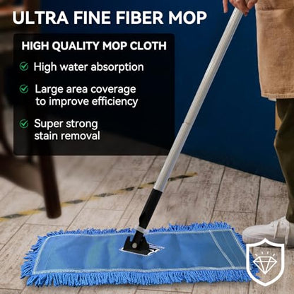 Commercial 24 Inch Dust Mop Head: Replacement Sweeper and Janitorial Industrial Dust Mop Head for Floor Cleaning, Office, School, Restaurant, Hospital (Blue - 6 Pack) - color: Blue - 24 Inch - 6pack - Scrubby