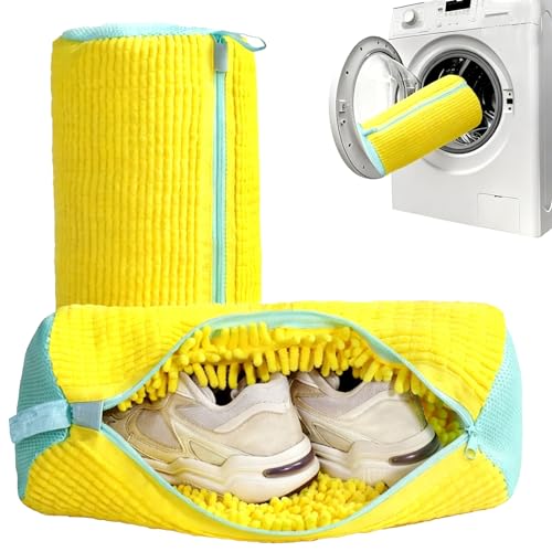 Shoe Washing Machine Bag 2pcs Laundry Bags for Washer & Dryer Deep Cleaning Machine for All Shoes Type Shoe Cleaning Bag with Zipper (Yellow) - color: Yellow 2Pcs