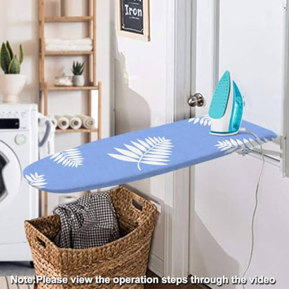 SheeChung 14"x42" Over The Door Ironing Board Cover and Pad,Heat Resistance - color: Blue+leaf, size: 14"L x 42"W