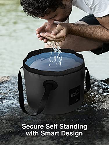 Luxtude Collapsible Bucket with Handle, Portable 5 Gallon Bucket for Camping, Fishing, Beach, Gardening, RV & Outdoor Emergency, Heavy-Duty & Ultra Lightweight Water Storage Container - color: Black