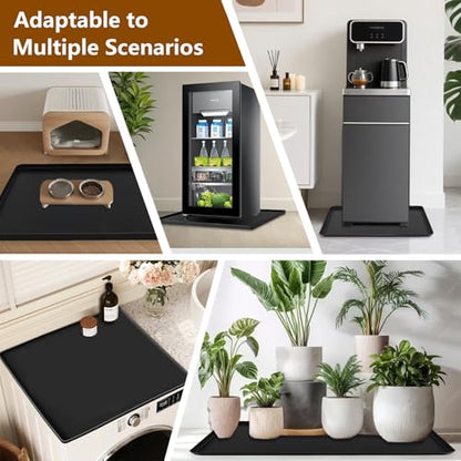 Washer Dryer Top Protector Mat 23.6"x19.7" Anti-Vibration Anti-Slip Washing Machine Cover, Raised Edge Waterproof Pad, Shock-Absorbing Silicone Mat for Laundry Basket & Detergent Organizer - size: 24*19