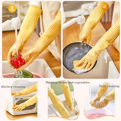 6 - Pair 17.8 - Inch Elbow - Length Reusable Rubber Waterproof Household Cleaning and Kitchen Dishwashing Gloves - Medium Size - color: （pack of 6）, size: Medium