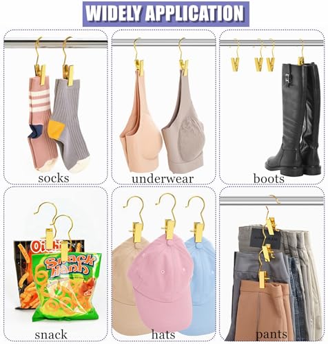 Amber Home 24 Pack Gold Boot Clips for Closet, Clothes Pins