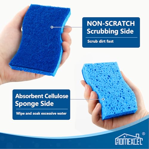 HOMEXCEL Sponges Kitchen 24 Pack, Non Scratch Scrub Dish Sponge, S- Blue - color: Light Blue-s Shape