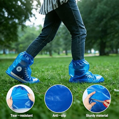 20Pcs(10 pairs) Thickened Waterproof Shoe Covers for Rain, Clear Rain Shoe Covers, One Size Fits Most - color: Blue, size: 10P M Adults