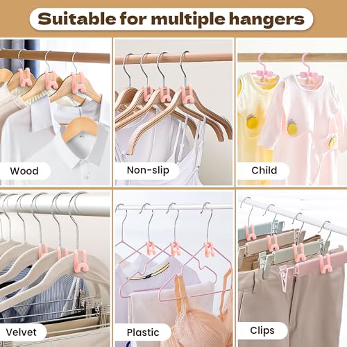 Mlici 60pc Space-Saving Hanger Hooks, Hanger Connector Hooks for Dorm, Pink - color: Pink