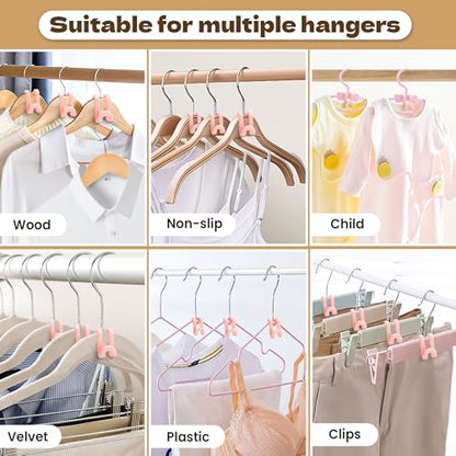 Mlici 60pc Space-Saving Hanger Hooks, Hanger Connector Hooks for Dorm, Pink - color: Pink