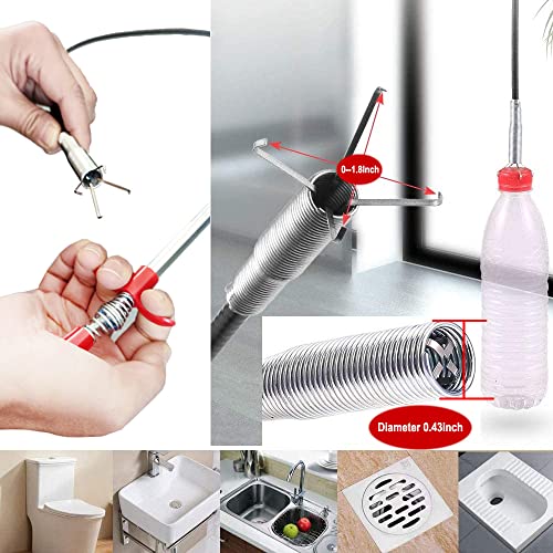 Drain Snake Drain Clog Remover Flexible Grabberable Pick Up Cleaning Tool Reacher Claw Stick, Drain Auger Grab Trash Hairs from Drain,Sink,Bathroom Tub Toilet Hose (79 Inch Drain Snake Tool) - style: 79 Inch