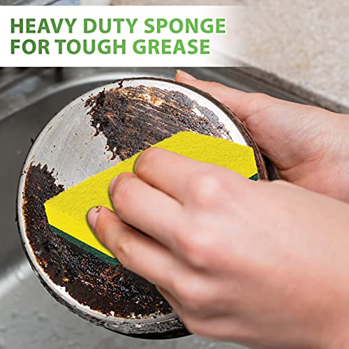SCRUBIT Heavy Duty Scrub Sponges - Dishwashing Sponge Along with A Tough Scouring Pad - Ideal for Cleaning Kitchen, Dishes, Bathroom - Yellow - 24 Dish sponges - size: 24 Count (Pack of 1)