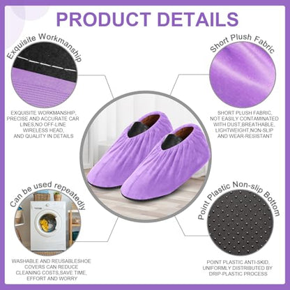 JaGely 11 Pair 11 Pair Reusable Cloth Shoe Covers for Indoors, Light Purple - color: Light Purple