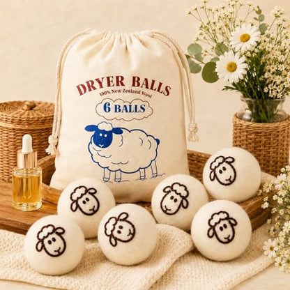 Wool Dryer Balls, New Zealand Dryer Balls Drying Balls Fabric Softener Ball for Laundry（Pack of 6) (Sheep) - color: Sheep