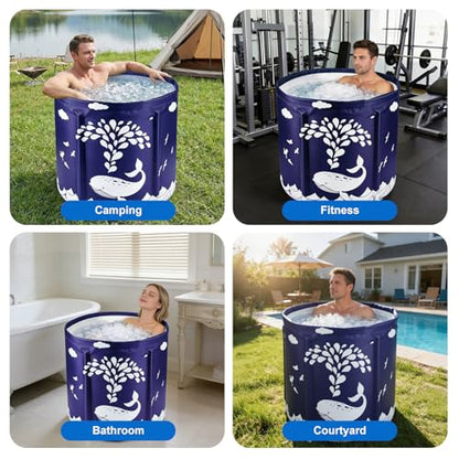 Portable Foldable Bathtub, Collapsible Adult Bath Tub for Hot SPA and Ice Bath, Space-Saving Storage, Durable PVC Material (Whale, 27inch) - color: Whale