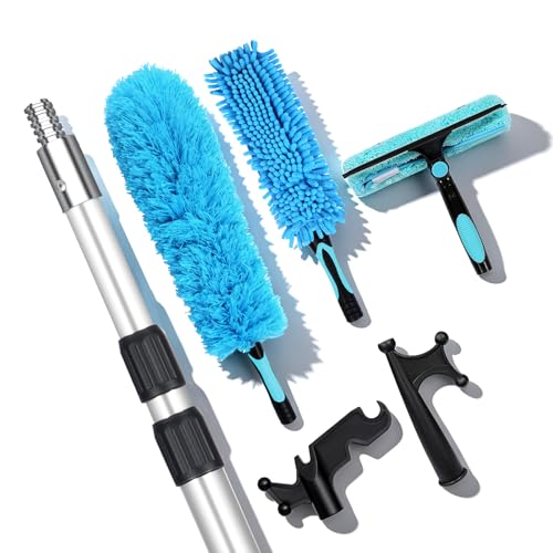 15FT Window Cleaning Kit, 3-8FT Telescoping Extension Pole - size: 3-8ft