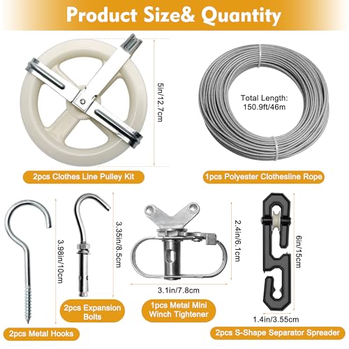 Outdoor Clothesline kit, Clothesline Pulley kit
