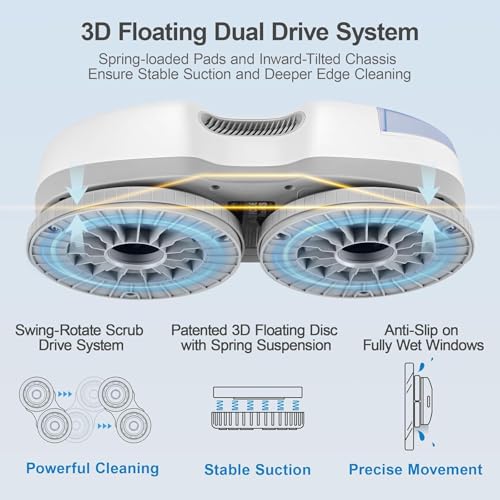 HUTT S7 Window Cleaning Robot, 6500Pa Suction, 3D Floating Chassis, HydroJet Water Spray 80ml Tank, Multiple Safety Systems, SLAM 4.0 Navigation, 8 x Cloths, All-in-One Storage Box - color: Beige