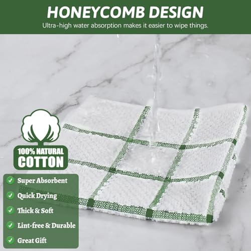 Nialnant 8 Pack Dish Cloths for Washing Dishes - color: Green Plaid, size: 12 x 12 in - 8PCS