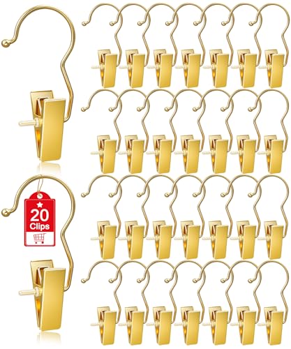 20 Pack Gold Hangers for Closet, Clips Hangers with Hooks, Clothes Pin - color: Gold, size: 20pcs