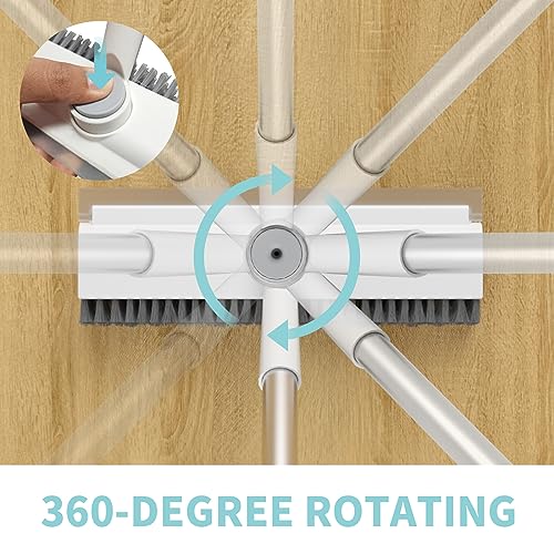 AIR U+ Floor Scrub Brush with Long Handle, 3 in 1 Floor Scrubber - color: White, size: 1 PACK