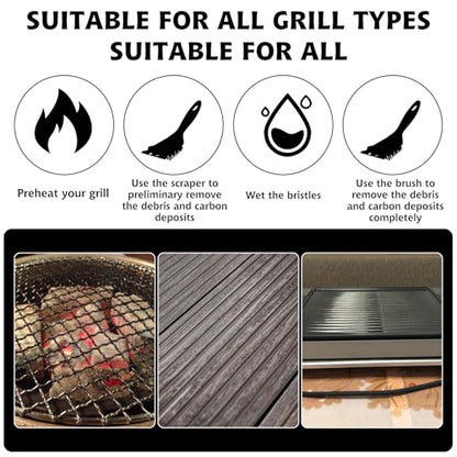 9 Pieces Grill Brush and Scraper Stainless Steel Wire Grill Brush Extra Strong BBQ Cleaner Accessories Heavy Duty Barbecue Grill Cleaning Brush Cleaner (8 Inch)