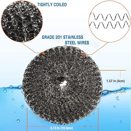Stainless Steel Wool BBQ Grill Cleaning Scrubber Pads, 4 Pack - style: Replacement mesh scrubbers 4