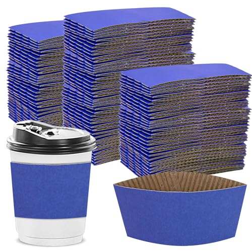 Disposable Coffee Cup Sleeves Corrugated Kraft Paper Coffee Cup Sleeves Holder Protective Insulated Heat Espresso ForHot Drinks 8-24oz (Royal Blue, 500 Pcs) - color: Royal Blue, size: 500 Pcs
