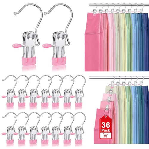 36 Pack Boot Hangers Clips for Closet, Heavy Duty Pants Hangers with Clips - color: Pink