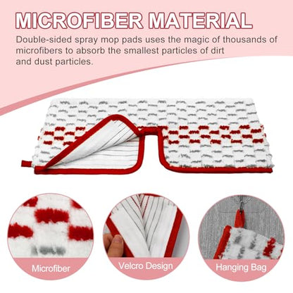 Spray Mop Pads Compatible with Promist Max - Reusable Mop Refills for Oceda Promist Max, Microfiber Double Sided Usable Dry Wet Floor Cleaning (6 Pack Red) - color: 6 Packs Red