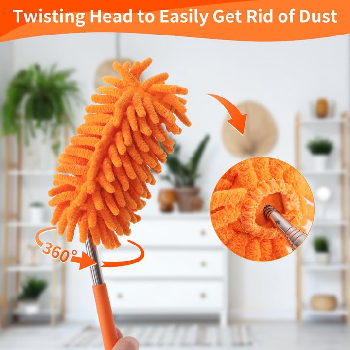 Mini Duster for Cleaning, 360° Bendable Hand Dusters with Extension Pole, Washable Small Duster for Car Interior, Office, Furniture - color: 3 Pack Red Pink Purple