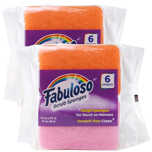 Fabuloso Scratch-Free Kitchen Dish Sponges, Rainbow, 6 Count, 2-Pack - color: Rainbow, size: 6 Count (Pack of 2)