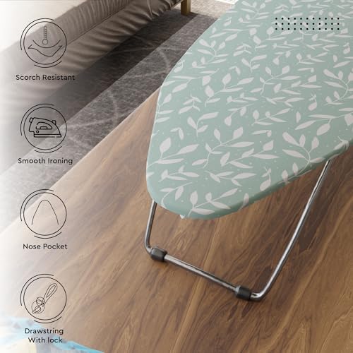 Encasa XO Ironing Board Cover and Pad, Thick Felt 28"x12" - color: Green Leaflet, size: Mini (28"x12")