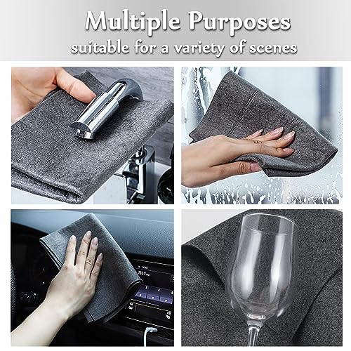 10 Packs Thickened Magic Cleaning Cloth, Microfiber Streak Free Miracle Cleaning Cloth,Reusable Glass Cleaning Rag,All-Purpose Microfiber Towels for Kitchens,Glass Cars,Window(20 * 30CM,Grey) - size: 20*30CM