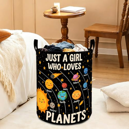 Cute Planet Oxford Cloth Laundry Basket with Handles 19.7"X15.7" - color: Planet