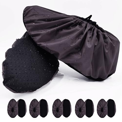 5 Pairs Waterproof Anti slip Washable Reusable Boots Cover Indoor Shoe covers (XL, Brown) - color: Brown, size: Extra Large