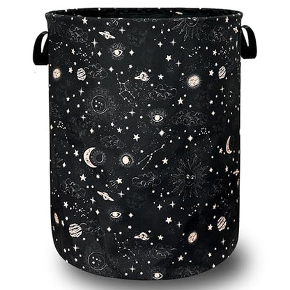 Moon and Stars Laundry Basket Oxford Cloth Foldable Hamper 18.9" x 16.5" - color: Funny Moon and Stars Galaxy