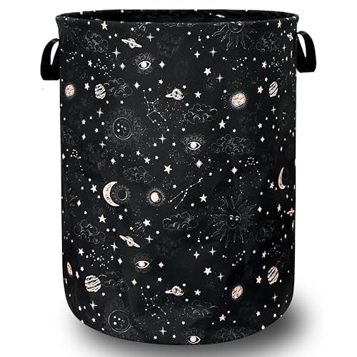 Moon and Stars Laundry Basket Oxford Cloth Foldable Hamper 18.9" x 16.5" - color: Funny Moon and Stars Galaxy