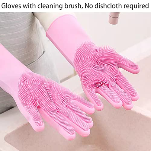 Dishwashing Gloves Kitchen Magic Gloves Dishwashing Brush (Pink)