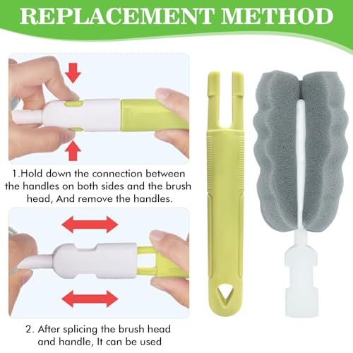 Sponge Bottle Brush Cup Cleaning Brush Long Handle Baby Bottle Cleaning Brushes Detachable Bottle Scrubber for Water Bottles, Glasswares, Mugs (Brush 4PCS) - color: Brush 4pcs