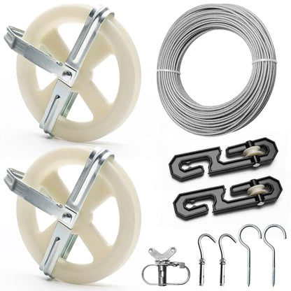Outdoor Clothesline Kit, Clothes Line Pulley Kit for Outside