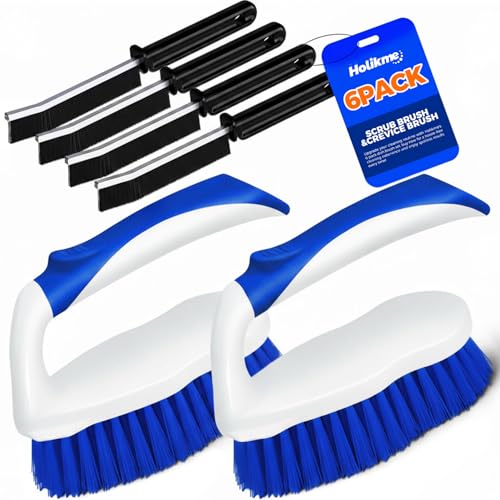 Holikme 6 Pack Cleaning Brush Scrub Brush Kitchen Brush for Floor,Blue - color: Blue