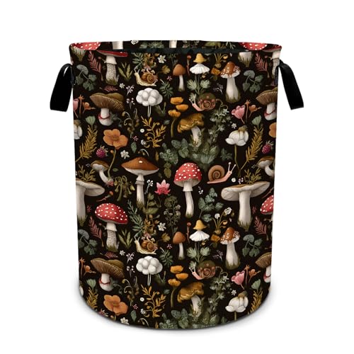 Mushroom Laundry Basket Waterproof Laundry Hamper Foldable Laundry Bag with Handles for Bedroom, Bathroom, Office, Clothes Storage - color: Mushroom