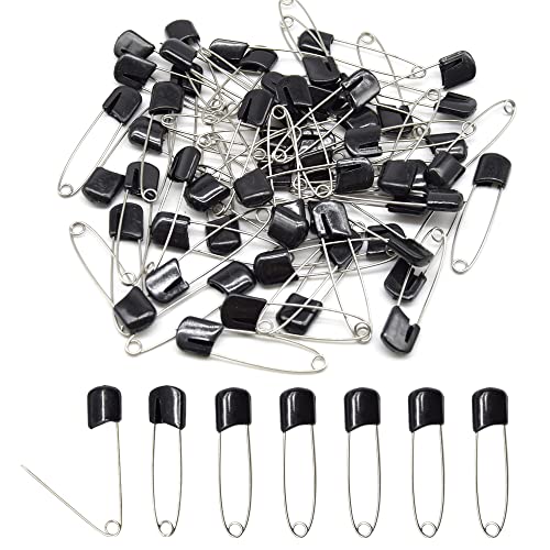 50 PCS Safety Pin 54mm/2.2in Baby Diaper Pins for Cloth Plastic Head Baby Pins for Diapers Stainless Steel Cloth Pins with Locking Closures Nappy Pin for Crafts（DT/Black） - color: Black