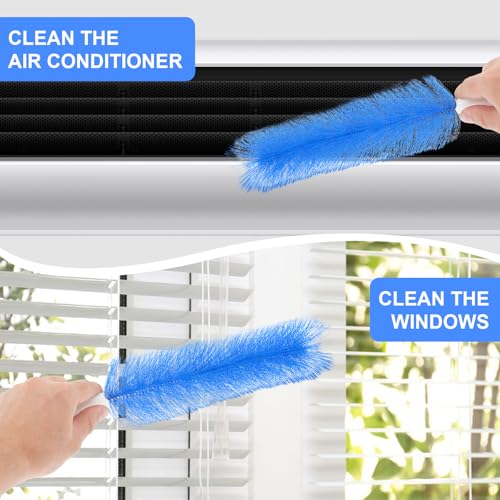 Yuanchu 2 Pcs Fan Cleaner Brushes, Bendable Fan Cleaning Brush Cobweb Duster Set Microfiber Head Washable Brush for Ceiling Fan Air Vents Curtains Cars Box Fan(Blue) - color: Blue