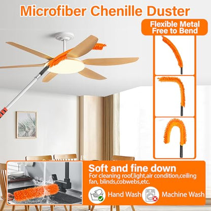 30FT High Reach Duster Cleaning Kit with 5-24 FT Extension Pole - size: Reach 30FT(24FT)