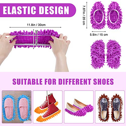 Xtinmee 30 Pairs (60 Pieces) Mop Slippers Shoes for Cleaning Floor, Microfiber Shoes Cover Mop Socks Duster Slippers Cover for Foot Dust Hair Cleaners Women, 6 Color