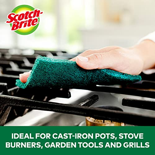 Scotch-Brite Heavy Duty Scouring Pad, Dish Scrubber for Kitchen+ Outdoor, 8 Scrub Pads for Uncoated Pots and Pans, Cast Iron Cooktops, Grill Grates,Oven Racks, BBQ, Durable, Long-Lasting (Pack of 2) - size: 8 Pads (Pack of 2)