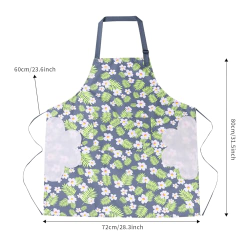 DILLMAN 2 Pack Floral Aprons with Pocket Blooming Womens Waterproof Adjustable Cooking Aprons Kitchen Gardening Salon - color: 2pack #C