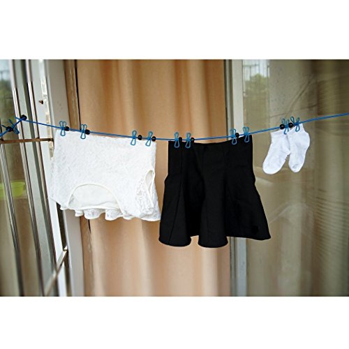 HAWATOUR Portable Retractable Clothesline with 12pcs Clothespins, 2 Count