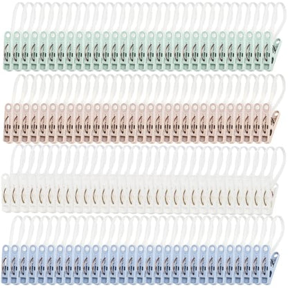 Frcctre 120 Pack Plastic Clothes Pins, Multi-Purpose Plastic Hanging Clips with Rope, Windproof Laundry Hooks Hanger Clips Clothespins Clothes Peg for Hanging Clothes Hat Towel Sock Gloves Photos