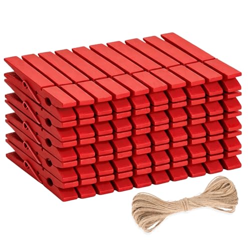jijAcraft 2.9 Inch Large Clothes Pins - 50Pcs Wooden Clothespins - color: Red Brown, size: 2.9 inch, 50 pcs