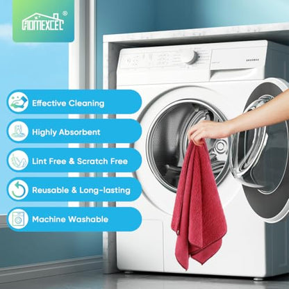 HOMEXCEL Red Microfiber Cleaning Cloth, Microfiber Towels for Car, 12 Pack - color: Red